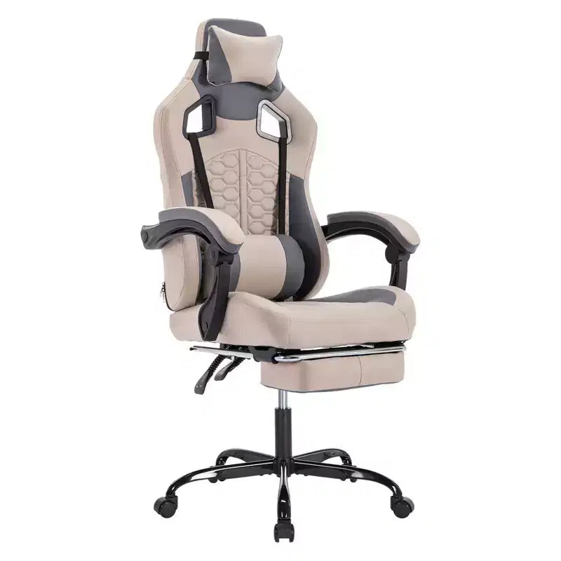 TUYOHW Sedia da Gaming Girevole da Ufficio con Ruote, Schienale Reclinabile, Altezza Sedile e Poggiapiedi Regolabili, Sedia Ergonomica per Videogiochi, Max 136 kg