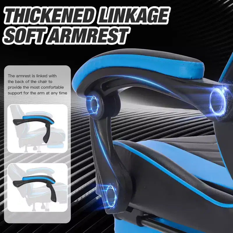 TUYOHW 360Swivel Gaming Chair Office Chairs with Wheels,Reclining Back,Adjustable Seat Height&Footrest,Ergonomics Video Game Chairs,300lbs Max