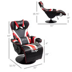 TUYOHW 90-130 Poltrona reclinabile da gaming con base girevole e portabicchieri, sedia da ufficio girevole a 360° per videogiochi con cuscino poggiatesta e lombare, poggiapiedi