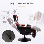 TUYOHW 90-130 Poltrona reclinabile da gaming con base girevole e portabicchieri, sedia da ufficio girevole a 360° per videogiochi con cuscino poggiatesta e lombare, poggiapiedi