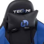 TUYOHW Sedia da gaming ergonomica regolabile, sedia da ufficio girevole a 360° con cuscino per testa e lombare, sedia reclinabile da 90-150° per ufficio e casa, max 113 kg, blu