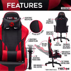 TUYOHW Adjustable Ergonomics Gaming Chair,360 Swivel Office Chairs with Head&Lumbar Pillow,90-150 Reclining Chair for Office&Home,250lbs Max,Red