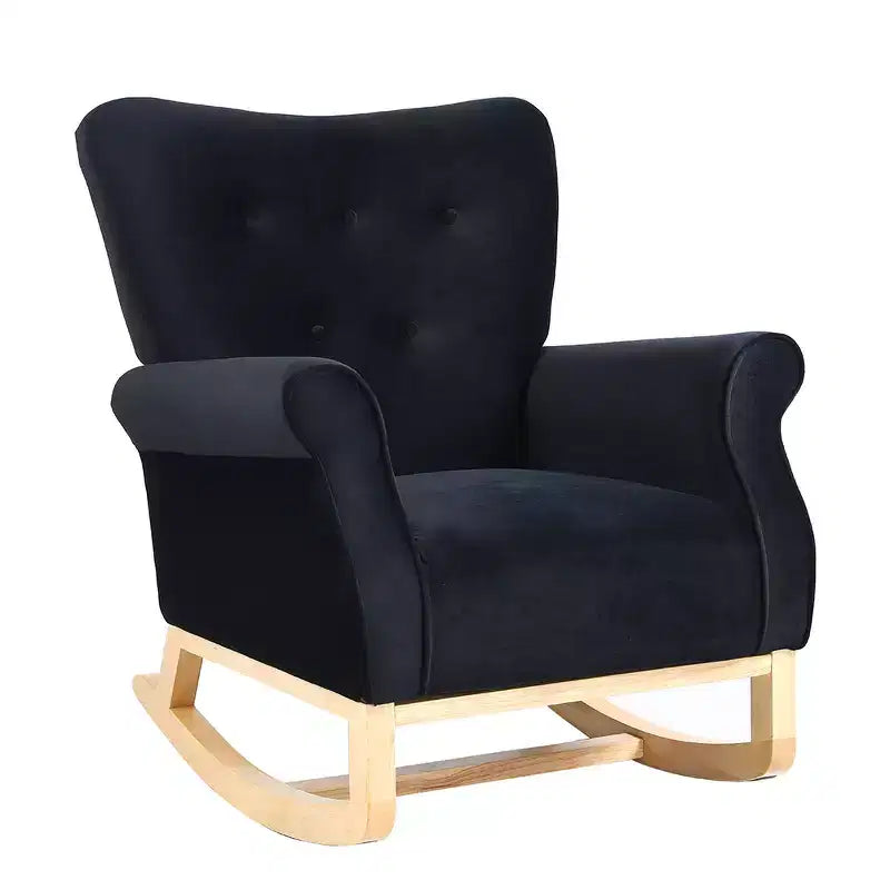 Sedia a dondolo Accent, Piccola sedia a dondolo contemporanea, Sedia a dondolo imbottita con braccioli, Poltrona relax imbottita per soggiorno