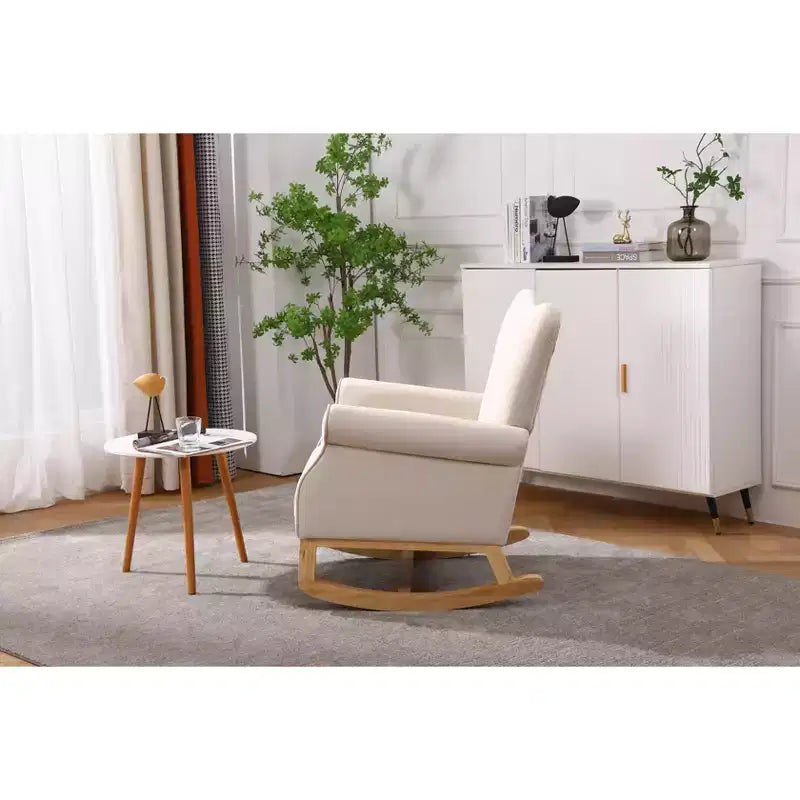 Sedia a dondolo Accent, Piccola sedia a dondolo contemporanea, Sedia a dondolo imbottita con braccioli, Poltrona relax imbottita per soggiorno