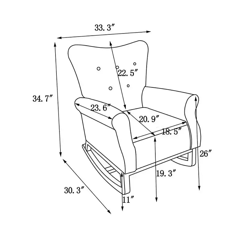 Sedia a dondolo Accent, Piccola sedia a dondolo contemporanea, Sedia a dondolo imbottita con braccioli, Poltrona relax imbottita per soggiorno