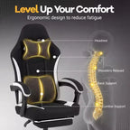 Costway Gaming Chair with Headrest, Lumbar Support, Linkage Armrests, Reclining Backrest