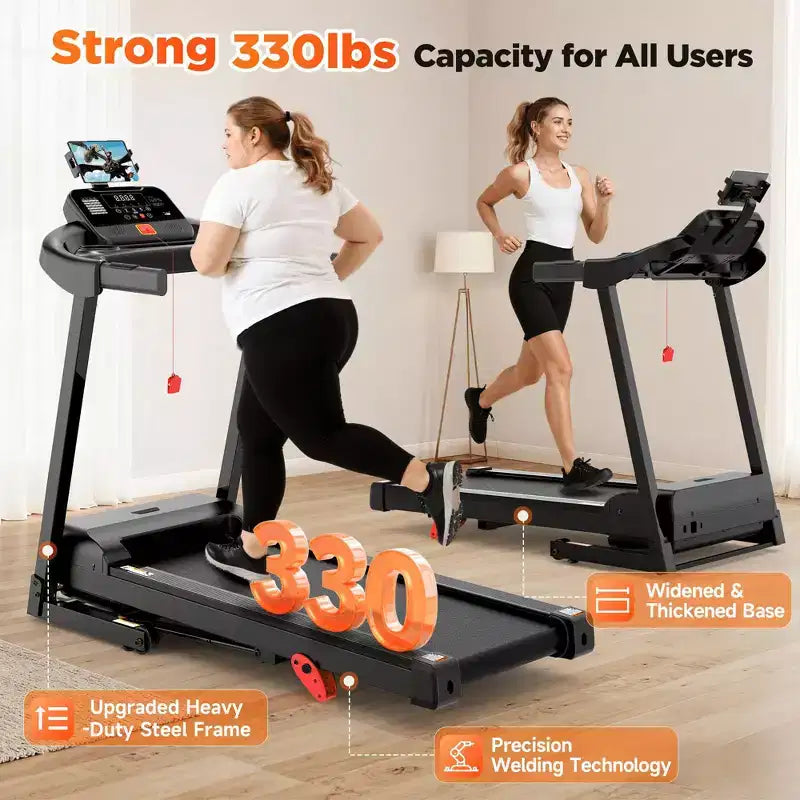 Tapis Roulant Pieghevole per Casa con Capacità di Carico di 136 kg, Tapis Roulant Inclinabile da 3 CV, 64+7 Programmi, Tapis Roulant Portatile, 12 km/h, Nastro a 5 Strati, Corsi Gratuiti di Jogging e Camminata