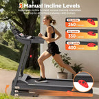 Tapis Roulant Pieghevole per Casa con Capacità di Carico di 136 kg, Tapis Roulant Inclinabile da 3 CV, 64+7 Programmi, Tapis Roulant Portatile, 12 km/h, Nastro a 5 Strati, Corsi Gratuiti di Jogging e Camminata