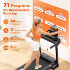 Tapis Roulant Pieghevole per Casa con Capacità di Carico di 136 kg, Tapis Roulant Inclinabile da 3 CV, 64+7 Programmi, Tapis Roulant Portatile, 12 km/h, Nastro a 5 Strati, Corsi Gratuiti di Jogging e Camminata