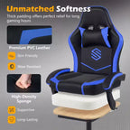 Costway Gaming Chair with Headrest, Lumbar Support, Linkage Armrests, Reclining Backrest Black & White/Navy Blue & Black