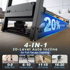 Tapis roulant pieghevole da 5,0 HP per casa con inclinazione automatica del 20%, tapis roulant con capacità di 180 kg, velocità massima di 19 km/h, 105 programmi, abilitato per app, altoparlanti Bluetooth