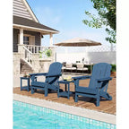 1/2pc Folding Adirondack Chairs, HDPE Plastic Outdoor Chairs with Wood Texture, Deck, Patio, Pool, Backyard