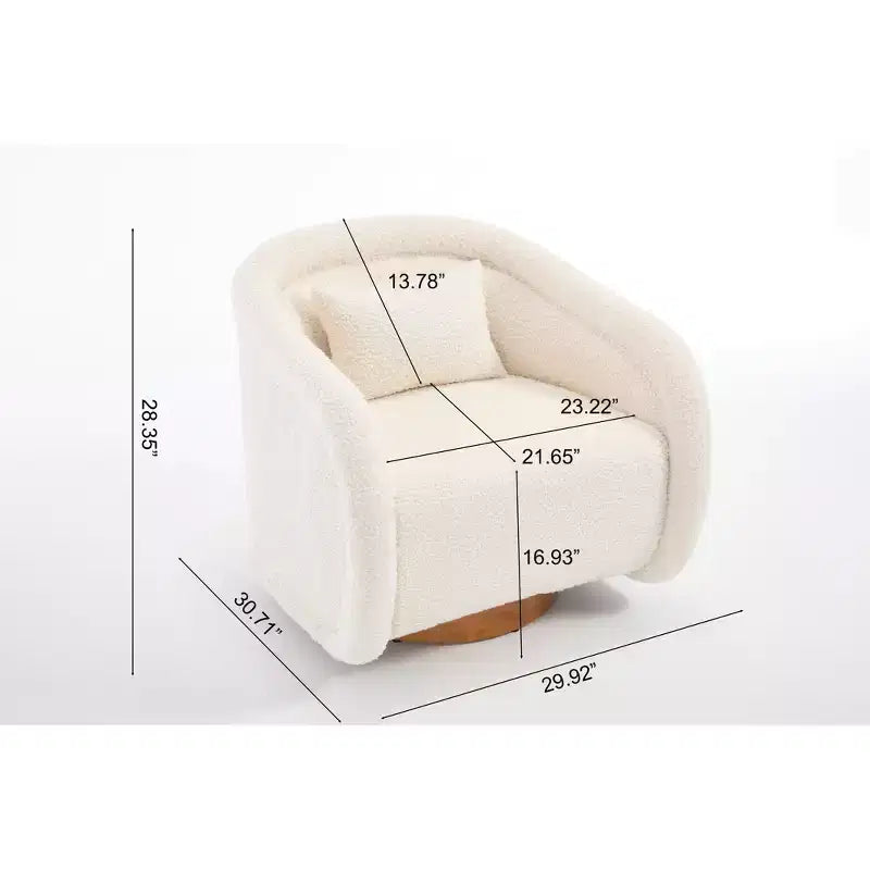 Poltrona girevole a gradi, comoda poltrona girevole in tessuto Teddy imbottita a forma di zucca, poltrona moderna per soggiorno camera da letto