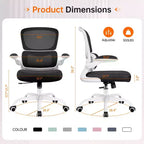 Sedia da ufficio KERDOM traspirante in mesh, comoda, con supporto lombare, braccioli ribaltabili, sedia da gaming