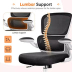 Sedia da ufficio KERDOM traspirante in mesh, comoda, con supporto lombare, braccioli ribaltabili, sedia da gaming