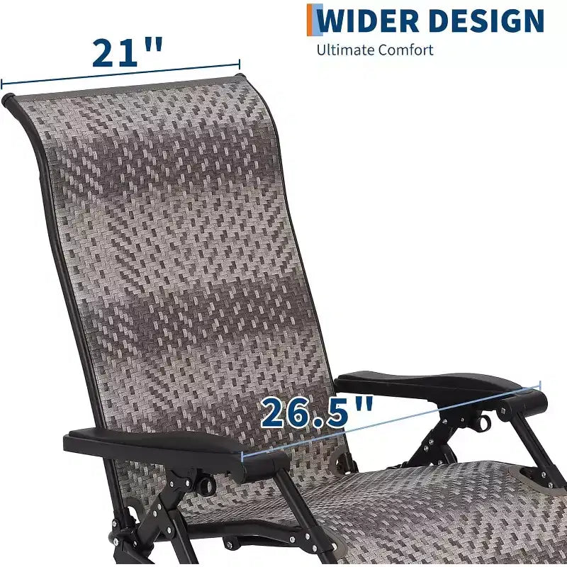 Acekool Patio Rattan Reclining Folding Chair, Adjustable Portable Lounge, for Outdoor Indoor