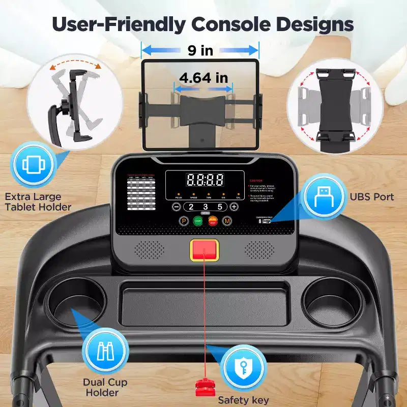 Tapis roulant inclinabile da 3HP, capacità 300 libbre, tapis roulant pieghevole per casa, 71 programmi di allenamento, doppi altoparlanti Bluetooth e controllo tramite APP intelligente, tapis roulant per camminata e jogging