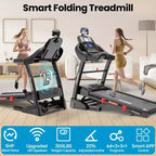 Tapis Roulant Inclinazione Automatica 20% 5.1HP per Casa, Tapis Roulant Pieghevole con Capacità 136 kg, Doppio Altoparlante HiFi, Controllo App con Corsa Virtuale, 71 Programmi