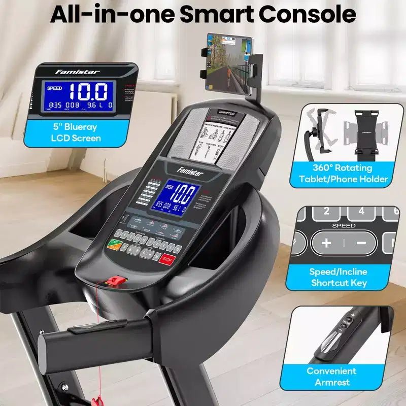 Tapis Roulant Inclinazione Automatica 20% 5.1HP per Casa, Tapis Roulant Pieghevole con Capacità 136 kg, Doppio Altoparlante HiFi, Controllo App con Corsa Virtuale, 71 Programmi