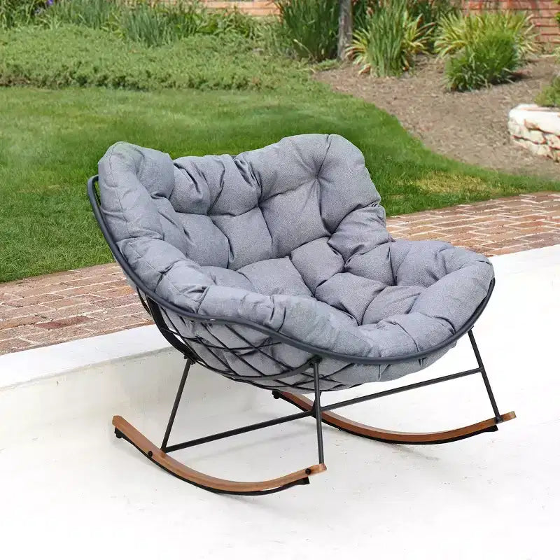GRANDPATIO Cream Steel Rocking Chair - Cushioned Design