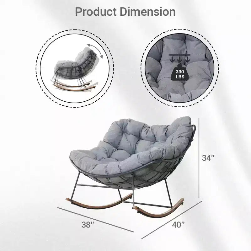 GRANDPATIO Cream Steel Rocking Chair - Cushioned Design