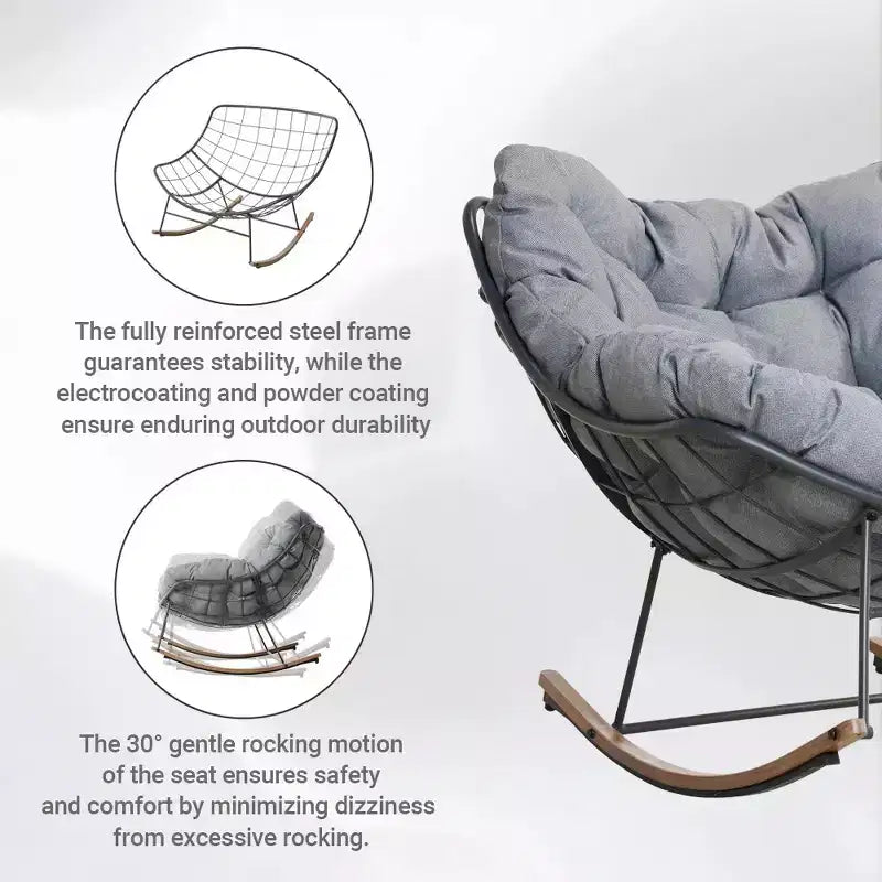 GRANDPATIO Cream Steel Rocking Chair - Cushioned Design