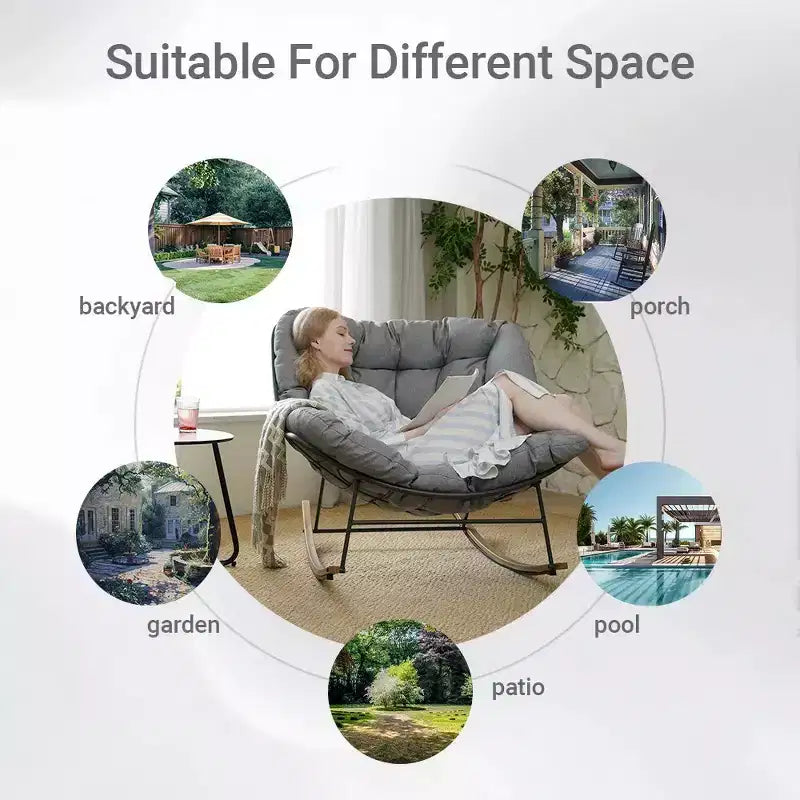 GRANDPATIO Cream Steel Rocking Chair - Cushioned Design