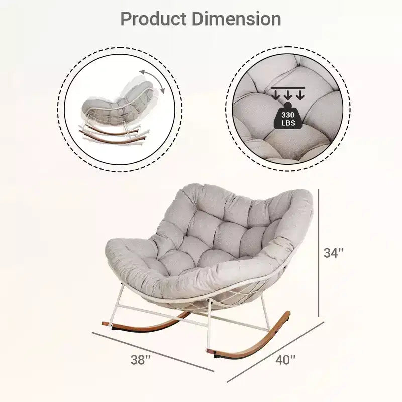 GRANDPATIO Cream Steel Rocking Chair - Cushioned Design