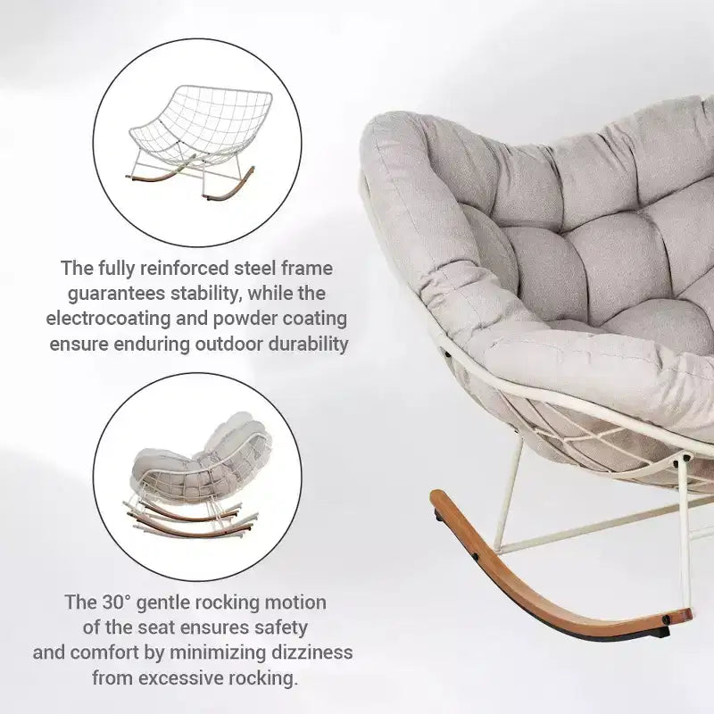 GRANDPATIO Cream Steel Rocking Chair - Cushioned Design