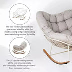 GRANDPATIO Cream Steel Rocking Chair - Cushioned Design