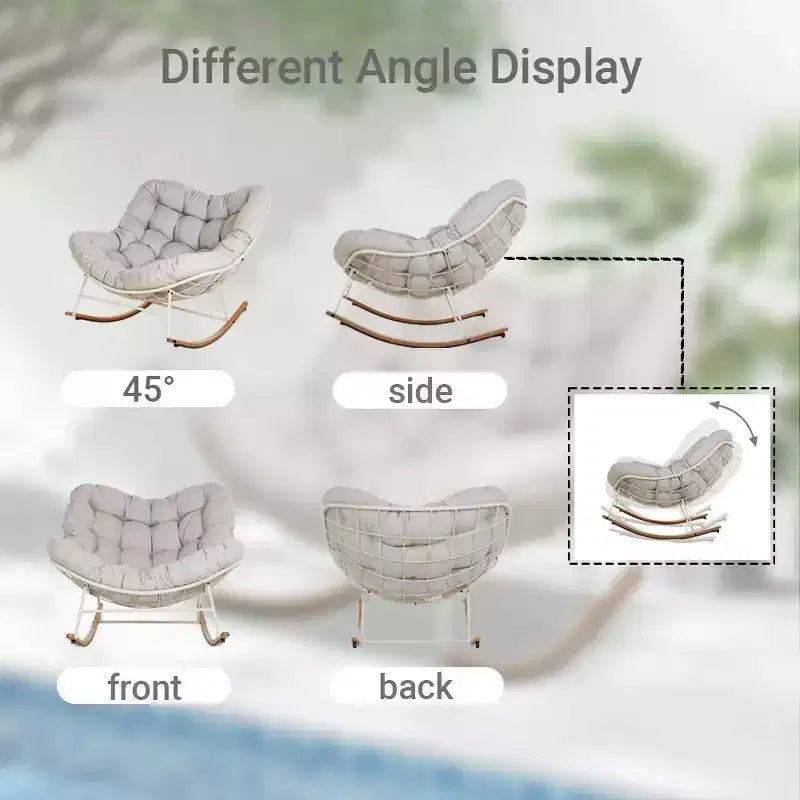 GRANDPATIO Cream Steel Rocking Chair - Cushioned Design