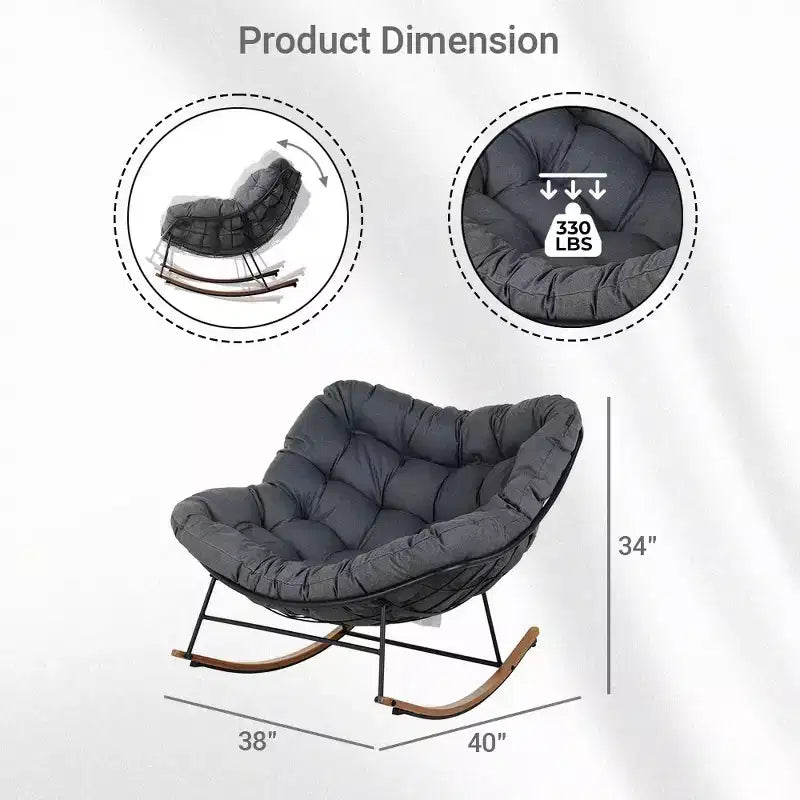 GRANDPATIO Cream Steel Rocking Chair - Cushioned Design