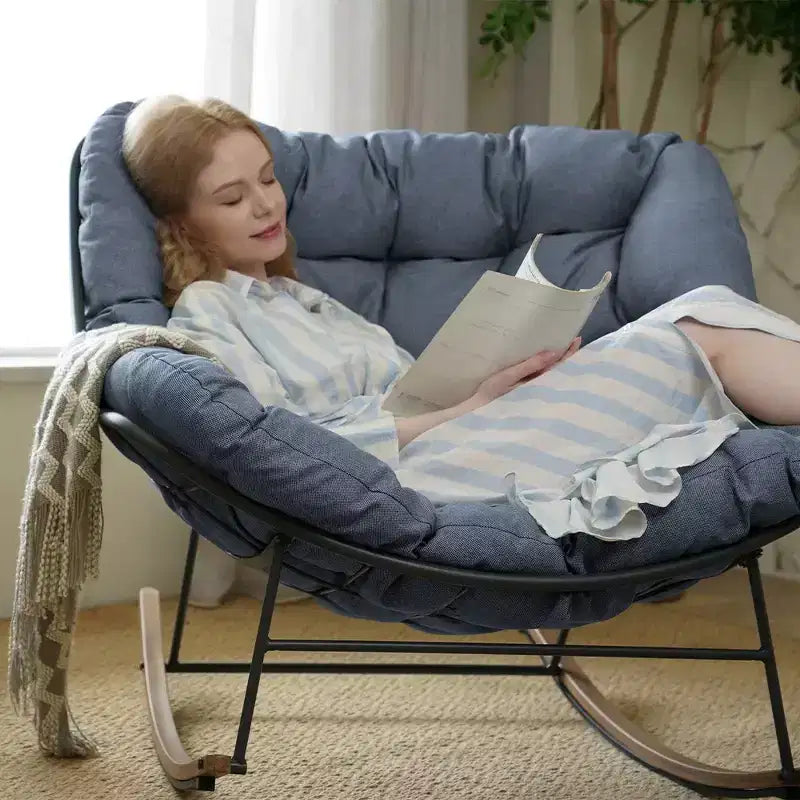 GRANDPATIO Cream Steel Rocking Chair - Cushioned Design