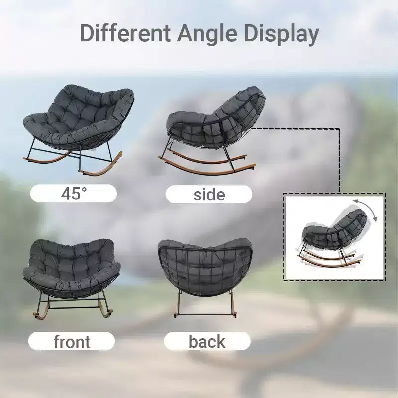 GRANDPATIO Cream Steel Rocking Chair - Cushioned Design