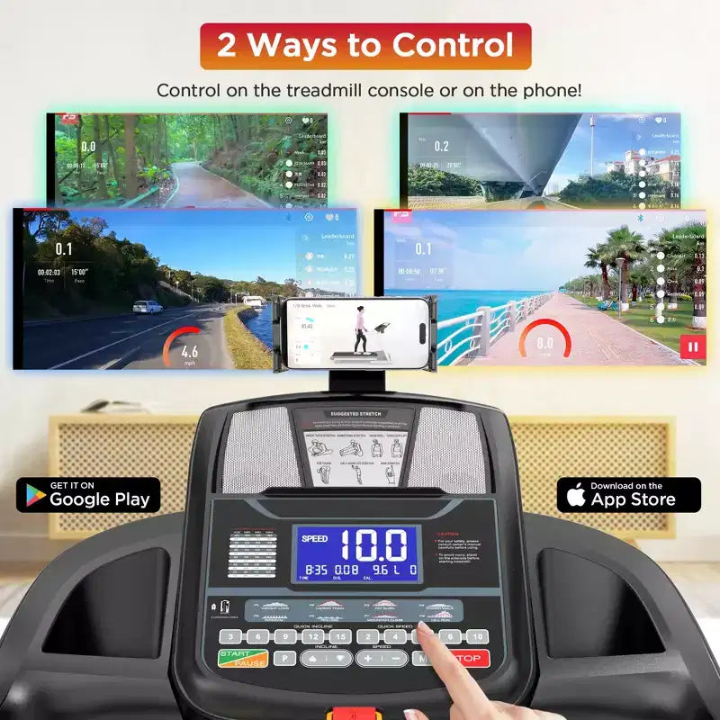 Tapis roulant pieghevole in offerta per casa/ufficio, motore da 4.5HP, inclinazione 20%, 0.6-12 MPH, capacità 136 kg, display LED, controllo tramite APP
