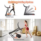 Inclined Treadmill w/ 300lb Capacity,3.75HP Folding Treadmill for Home,71 Program,APP Control,7.5MPH,HiFi Speaker,Shock-Absorbing, Knee Strap Gift