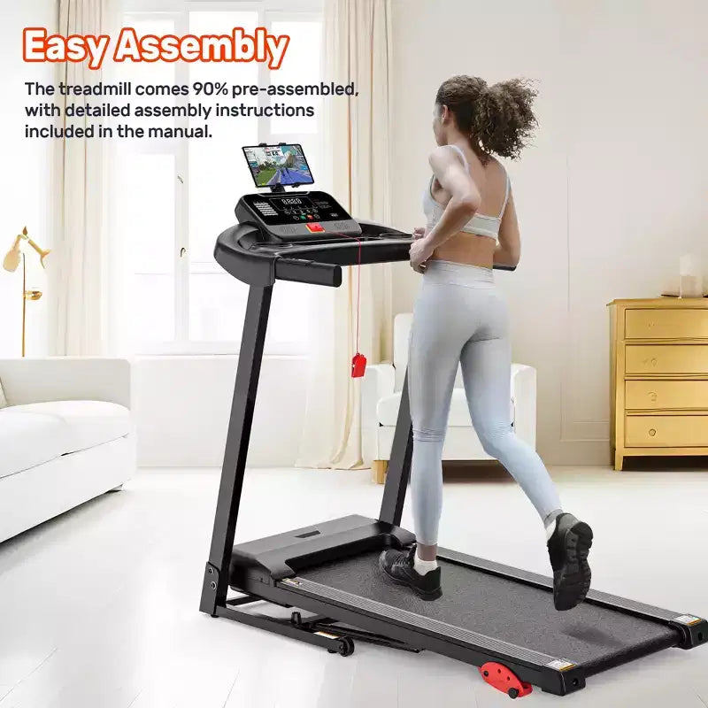 Inclined Treadmill w/ 300lb Capacity,3.75HP Folding Treadmill for Home,71 Program,APP Control,7.5MPH,HiFi Speaker,Shock-Absorbing, Knee Strap Gift