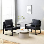 Classic Black PU Leather and Metal Frame Sofa - Ergonomically Designed, Perfectly Blending Modern and Industrial Styles