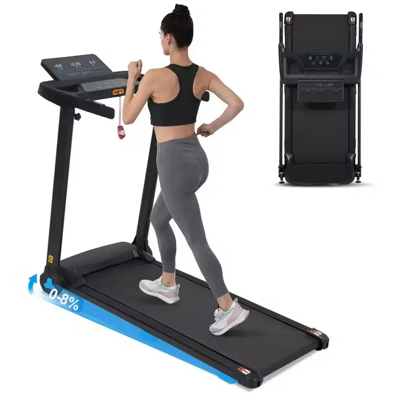 Whisen Tapis Roulant Pieghevole Silenzioso 3.0HP, Capacità 136 kg Tapis Roulant per Esercizi a Casa con Inclinazione, Sensori di Frequenza Cardiaca - Nero