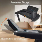 Whisen Tapis Roulant Pieghevole Silenzioso 3.0HP, Capacità 136 kg Tapis Roulant per Esercizi a Casa con Inclinazione, Sensori di Frequenza Cardiaca - Nero