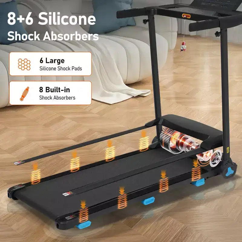 Whisen Tapis Roulant Pieghevole Silenzioso 3.0HP, Capacità 136 kg Tapis Roulant per Esercizi a Casa con Inclinazione, Sensori di Frequenza Cardiaca - Nero
