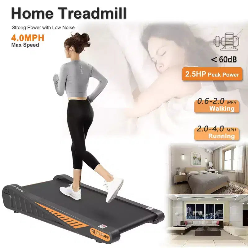 Tapis Roulant Whisen Walking Pad Sottoscrivania per Esercizi a Casa con Inclinazione per Piccoli Spazi - Nero