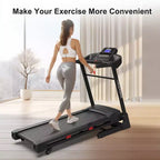 Tapis Roulant Pieghevole Whisen, Macchina da Corsa per Allenamento con 12 Programmi Preimpostati, Inclinazione - Nero e Rosso