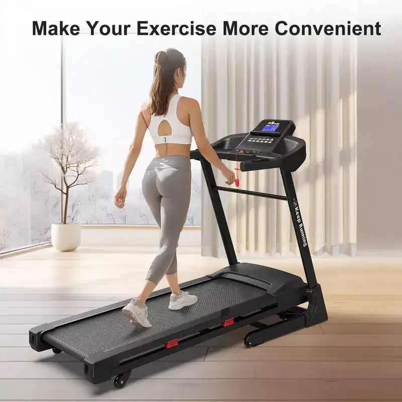 Tapis Roulant Pieghevole Whisen, Macchina da Corsa per Allenamento con 12 Programmi Preimpostati, Inclinazione - Nero e Rosso