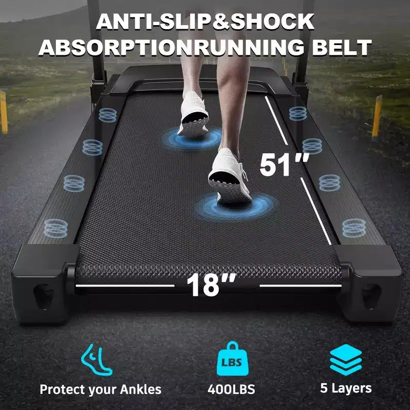 Tapis Roulant Pieghevole Whisen, Macchina da Corsa per Allenamento con 12 Programmi Preimpostati, Inclinazione - Nero e Rosso