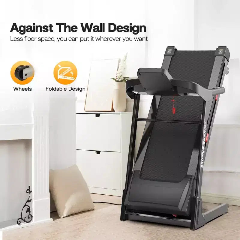 Tapis Roulant Pieghevole Whisen, Macchina da Corsa per Allenamento con 12 Programmi Preimpostati, Inclinazione - Nero e Rosso