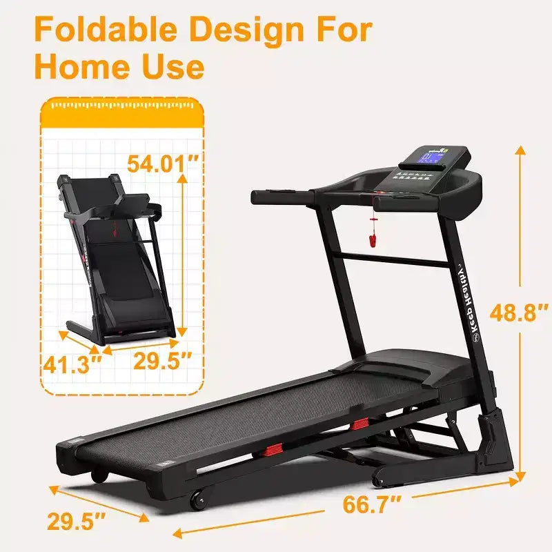 Tapis Roulant Pieghevole Whisen, Macchina da Corsa per Allenamento con 12 Programmi Preimpostati, Inclinazione - Nero e Rosso