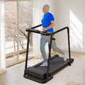 Whisen Walking Foldable Treadmill, Extended Handrails for Recovery Fitness Running Machine - Black & Orange