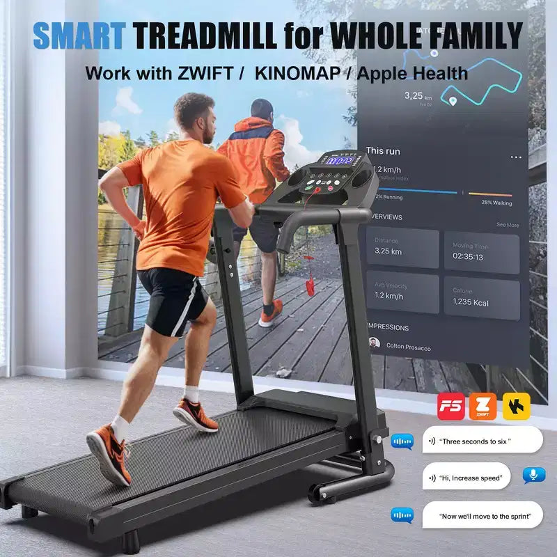 Tapis Roulant Pieghevole Whisen Walking Pad, Tapis Roulant Portatile 2.5HP Macchina da Corsa - Nero & Arancione