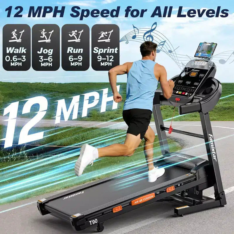 Tapis Roulant Pieghevole da 5.1 CV con Inclinazione Automatica del 20%, Capacità 400 lbs, Tapis Roulant Portatile da 12 MPH per la Casa, 105 Programmi, Allenamento Personalizzato con APP, Corsa, Camminata
